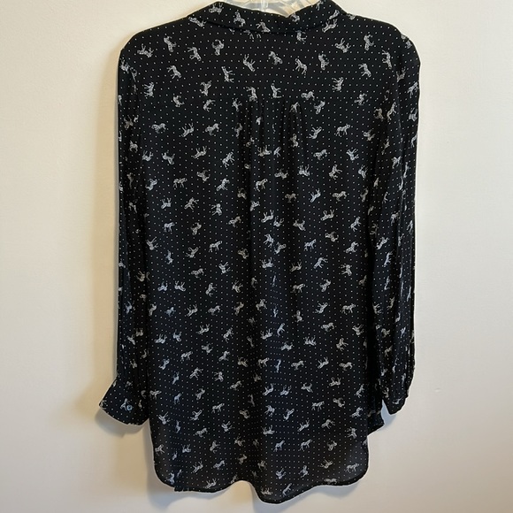 Lightweight long tunic blouse by Joe Fresh, b&w animal print, women’s, size L - Picture 6 of 6